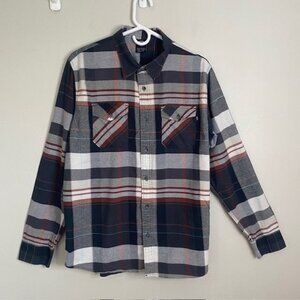 Oakley Gray Black Flannel Plaid Shirt Men's Size Large Cotton Button Up Hiking